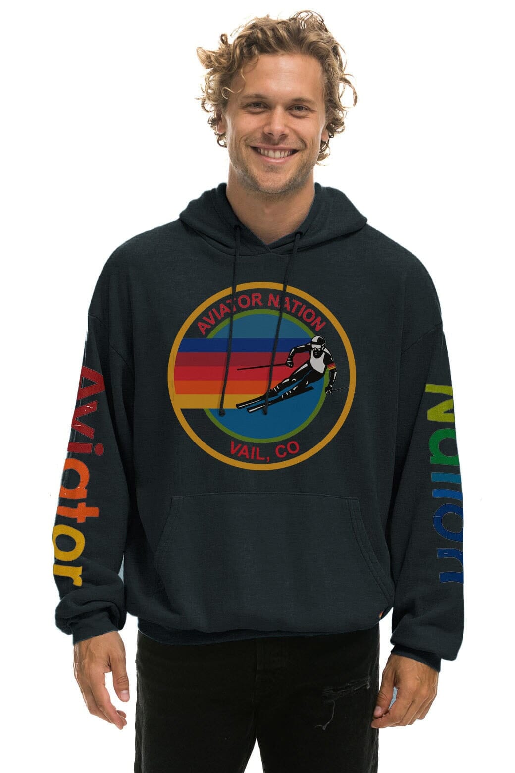 Retro AVIATOR NATION VAIL RELAXED PULLOVER HOODIE - CHARCOAL
