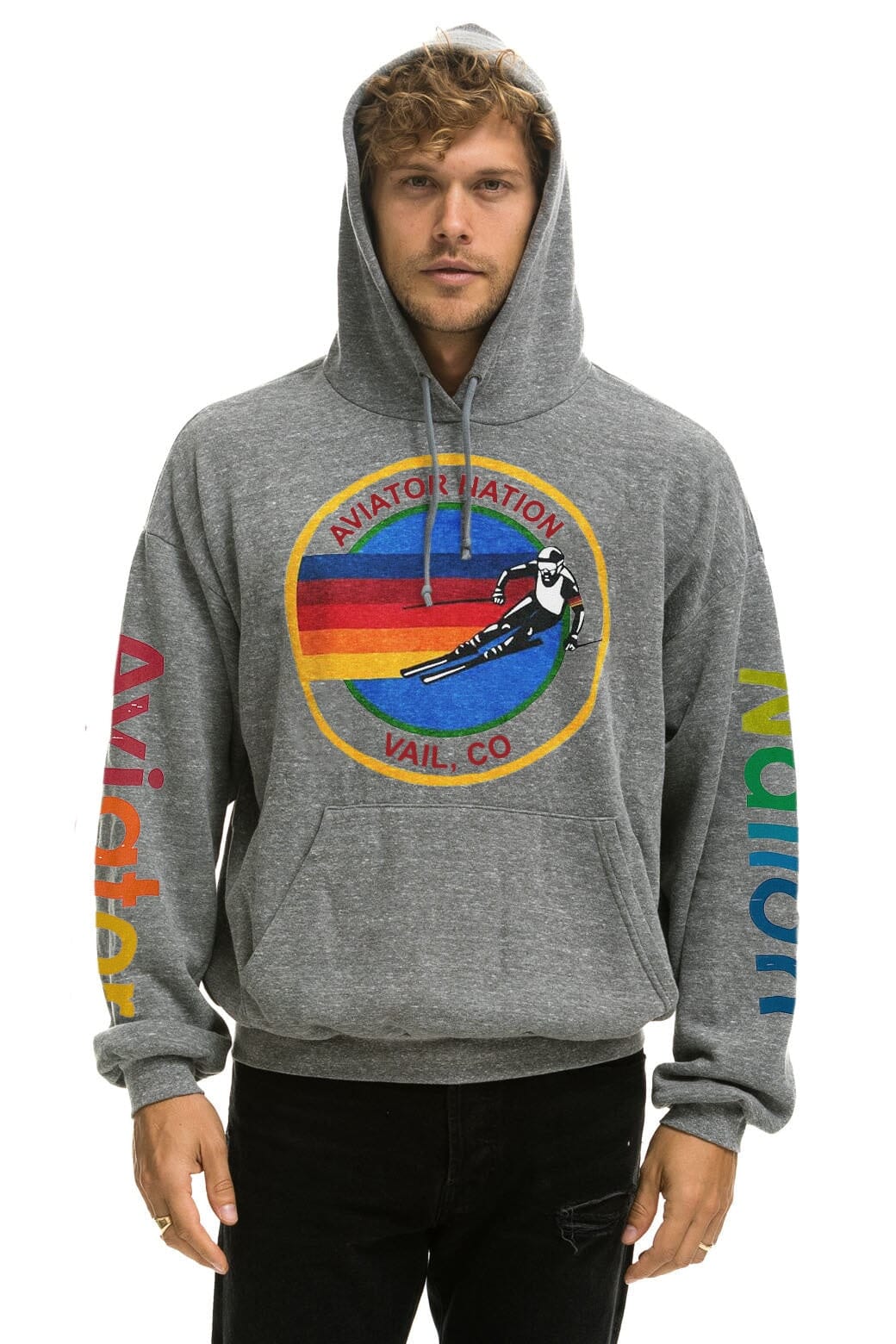 Retro AVIATOR NATION VAIL RELAXED PULLOVER HOODIE - HEATHER GREY