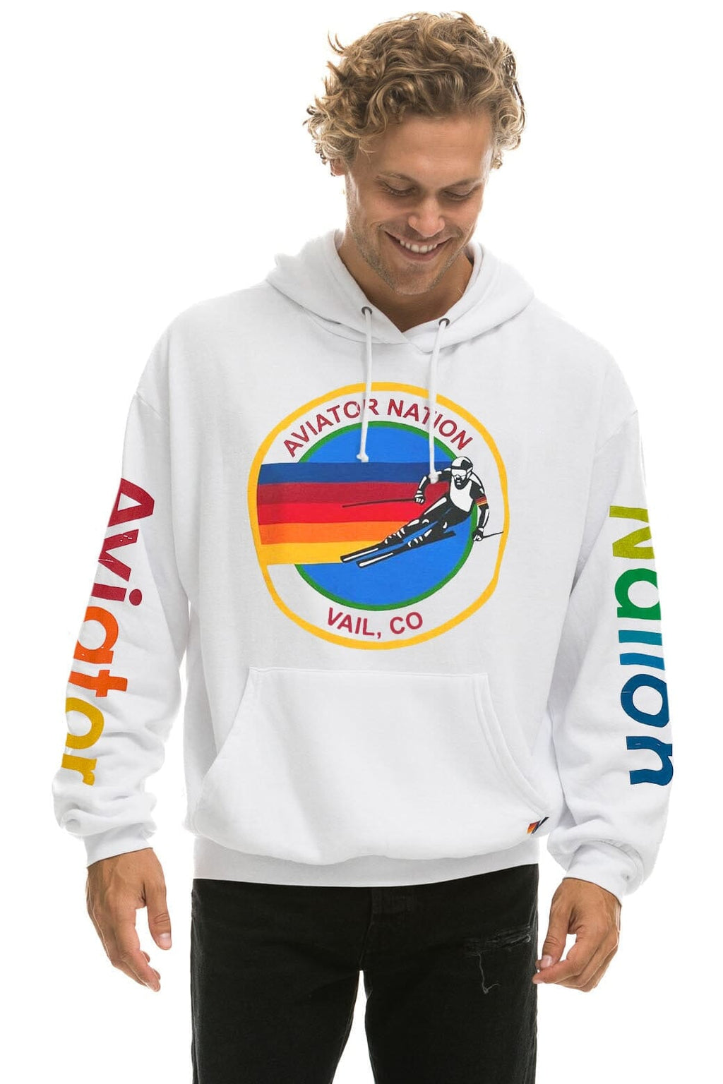 Retro AVIATOR NATION VAIL RELAXED PULLOVER HOODIE - WHITE