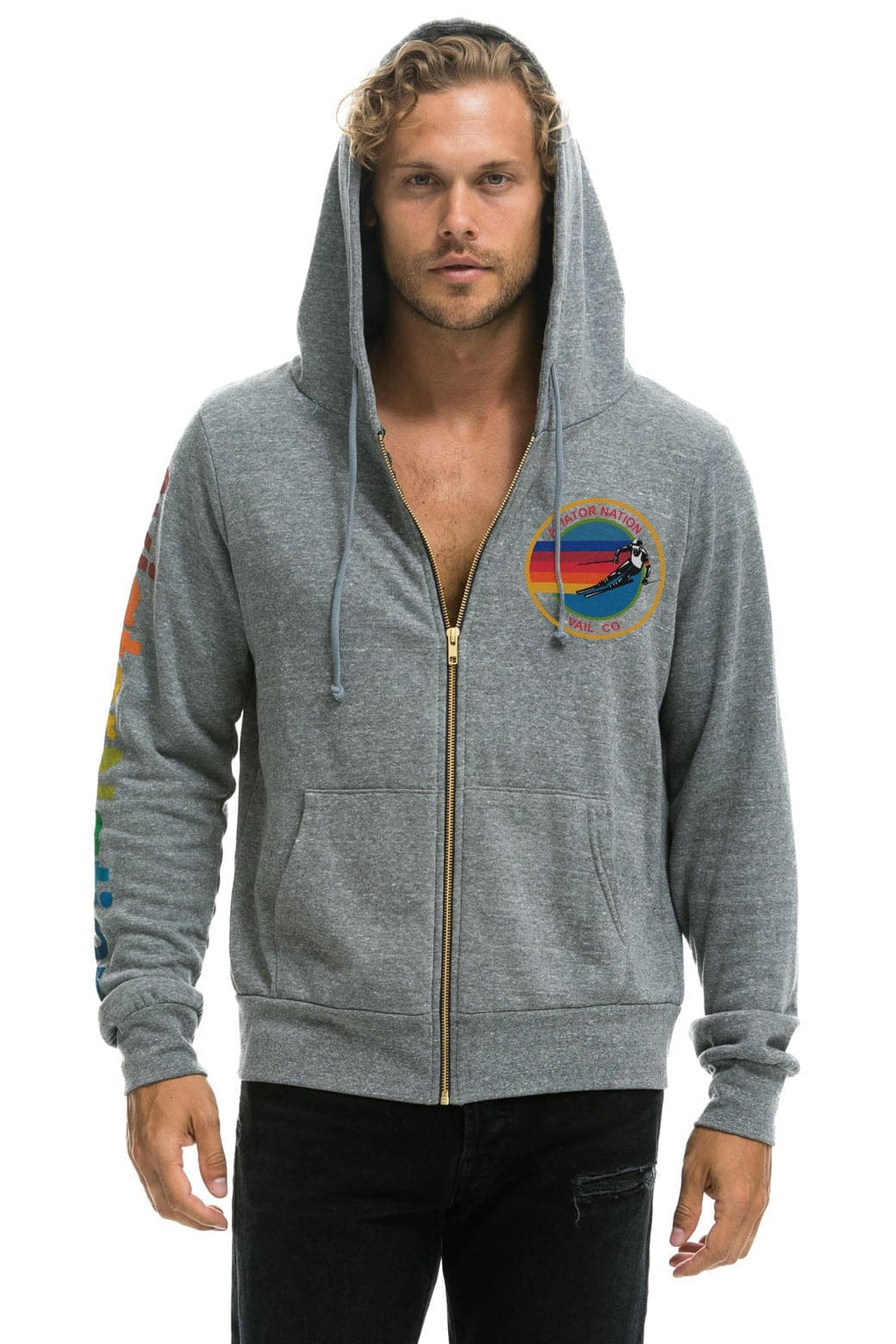 Retro AVIATOR NATION VAIL ZIP HOODIE - HEATHER GREY
