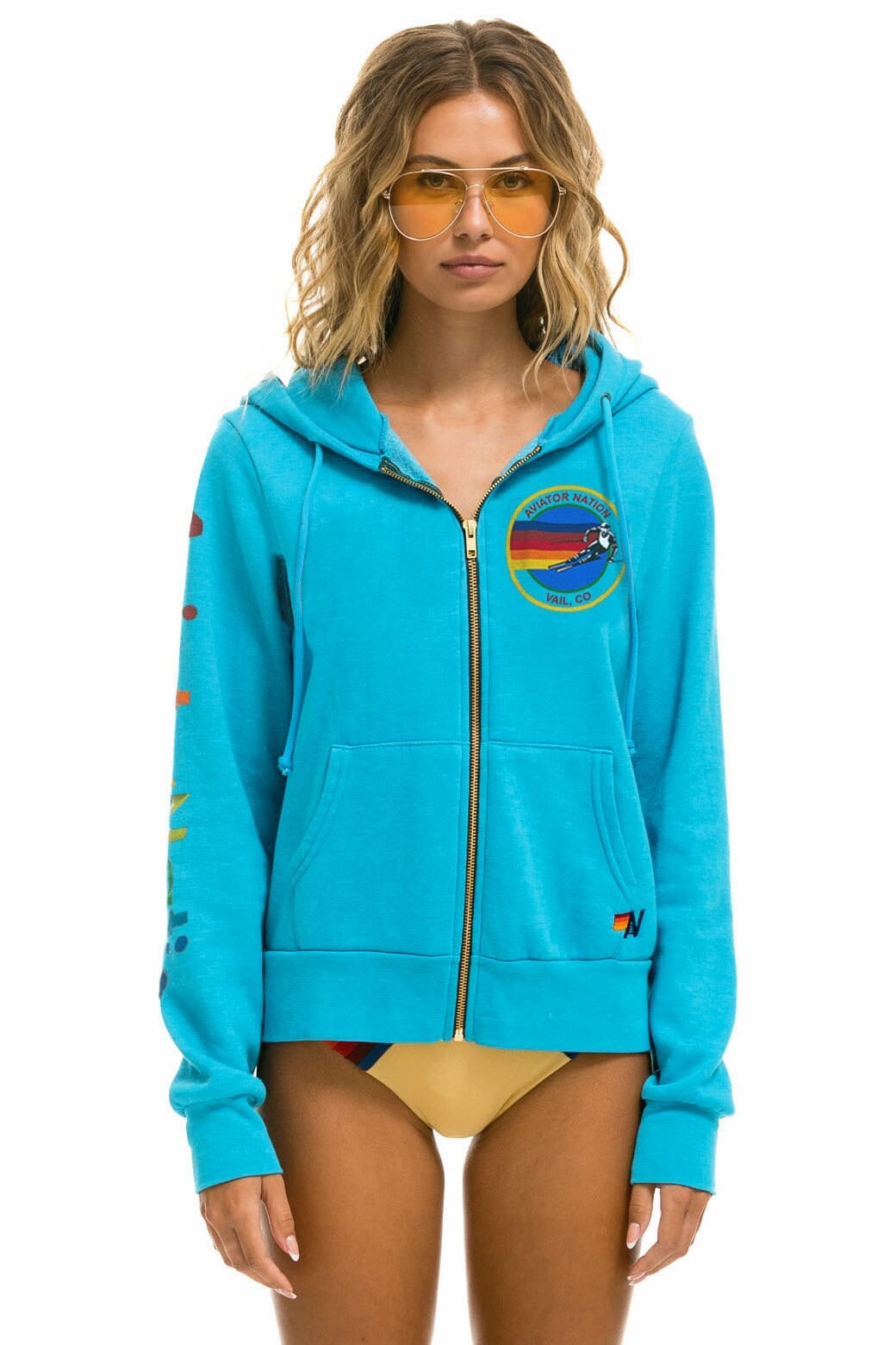 Retro AVIATOR NATION VAIL ZIP HOODIE - NEON BLUE