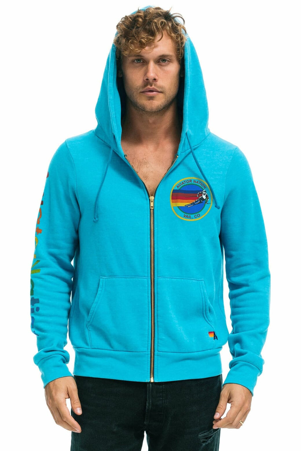 Retro AVIATOR NATION VAIL ZIP HOODIE - NEON BLUE