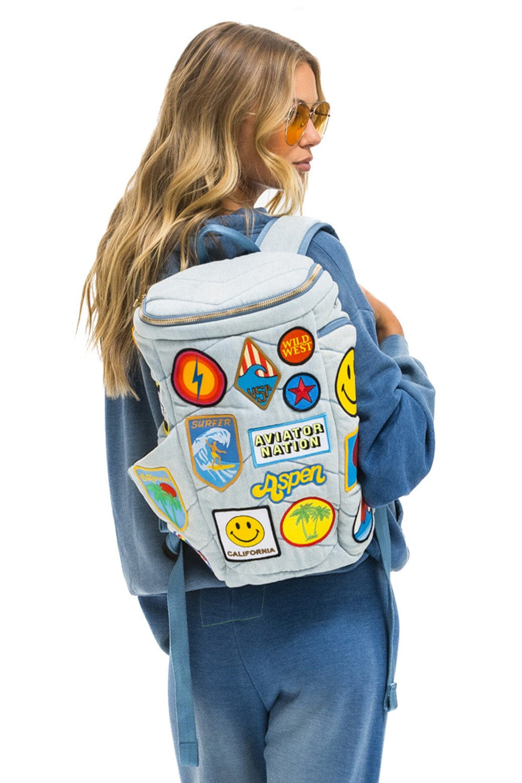 Retro VINTAGE PATCH DENIM PUFFER BACKPACK - SUPER LIGHT VINTAGE