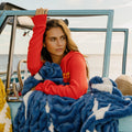 Retro Aviator Nation x Lola Blanket - Blue White Bolt