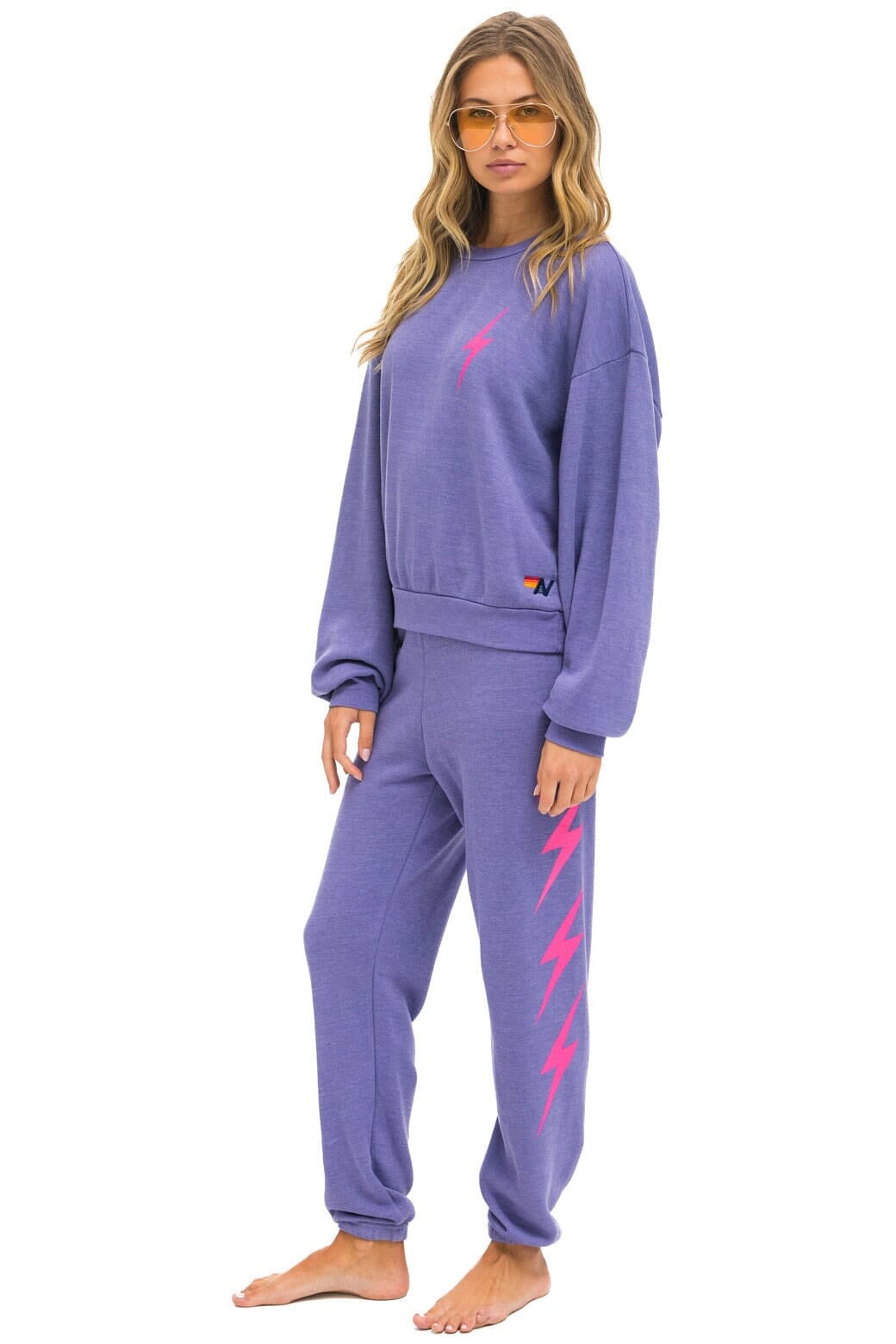 Retro BOLT 2 RELAXED CREW SWEATSHIRT - LAVENDER NEON PINK