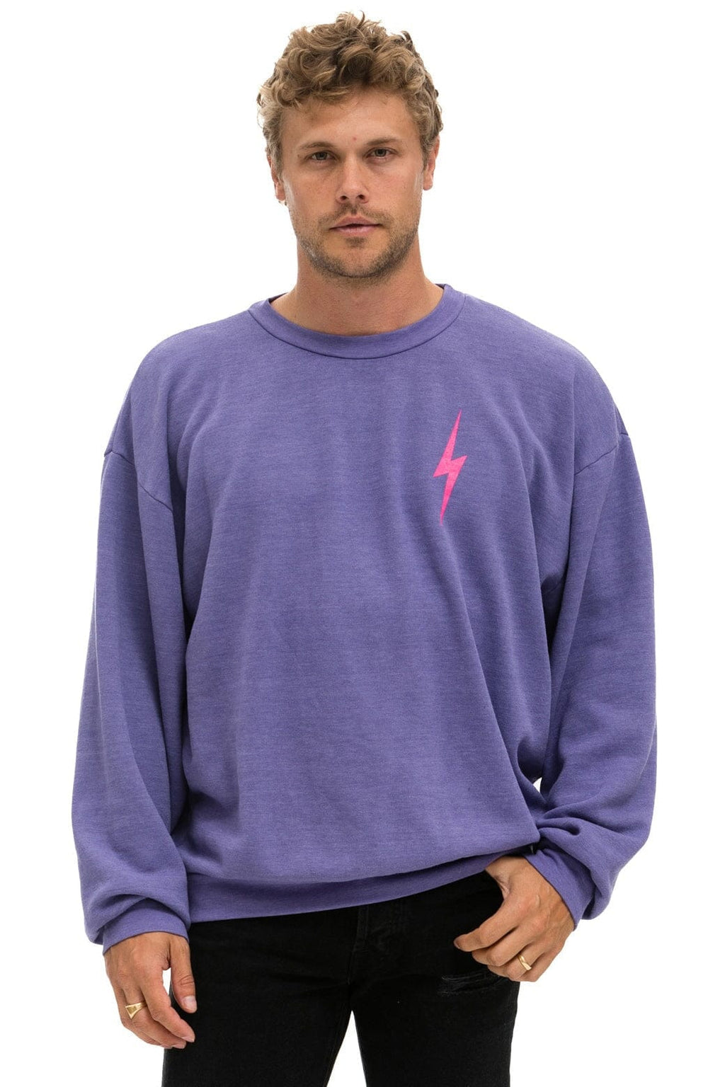 Retro BOLT 2 RELAXED CREW SWEATSHIRT - LAVENDER NEON PINK