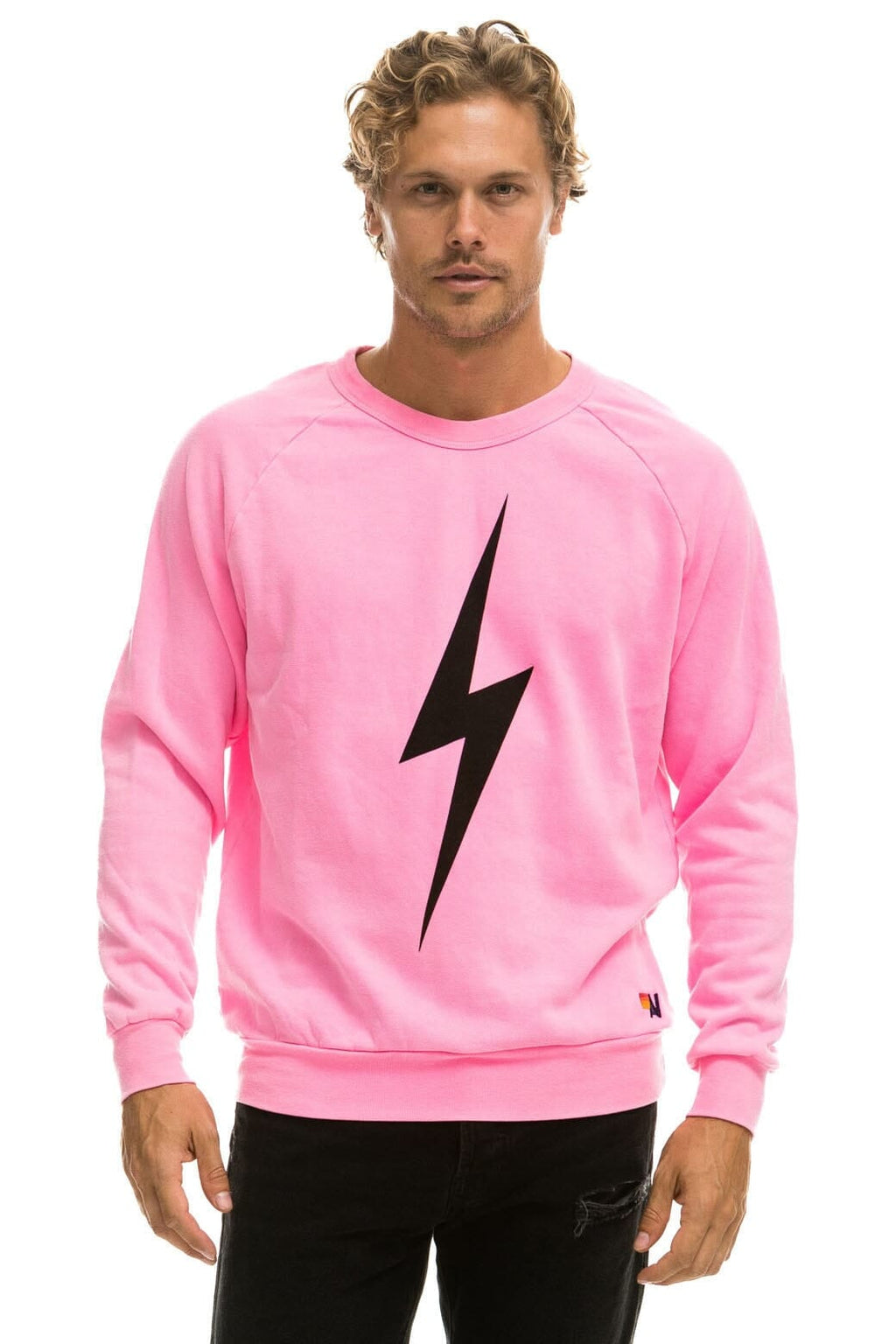 Retro BOLT CREW SWEATSHIRT - NEON PINK