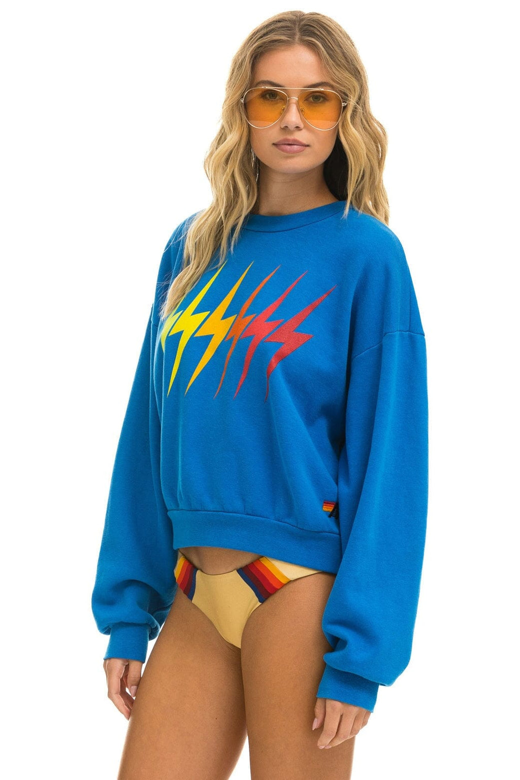 Retro BOLT GRADIENT RELAXED CREW SWEATSHIRT - OCEAN RAINBOW