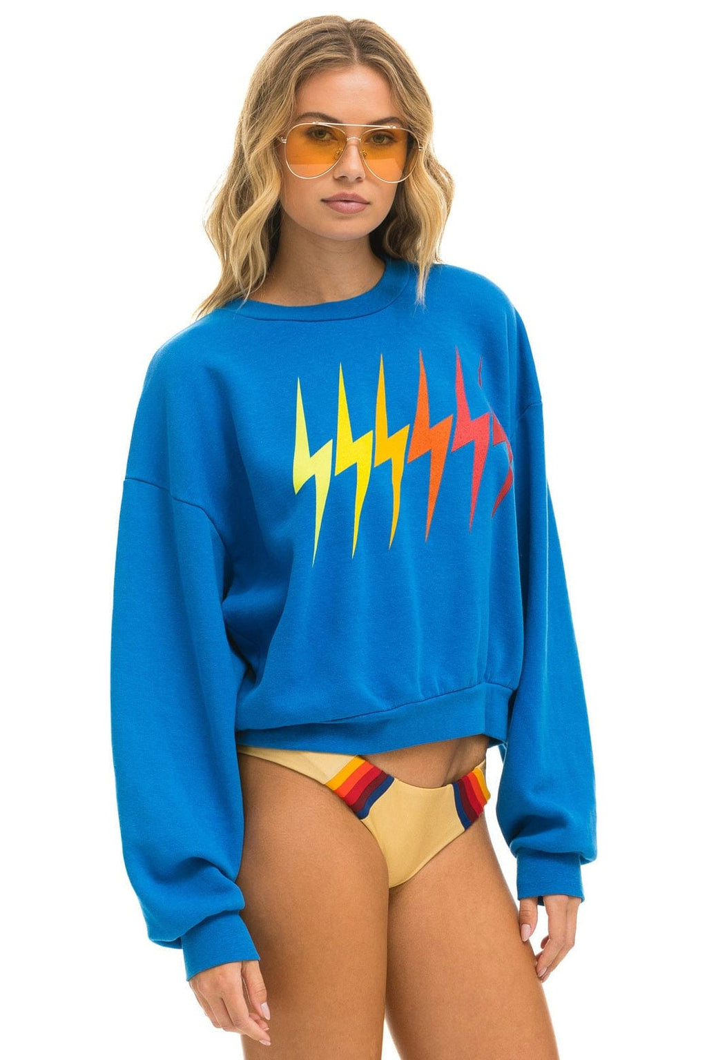 Retro BOLT GRADIENT RELAXED CREW SWEATSHIRT - OCEAN RAINBOW