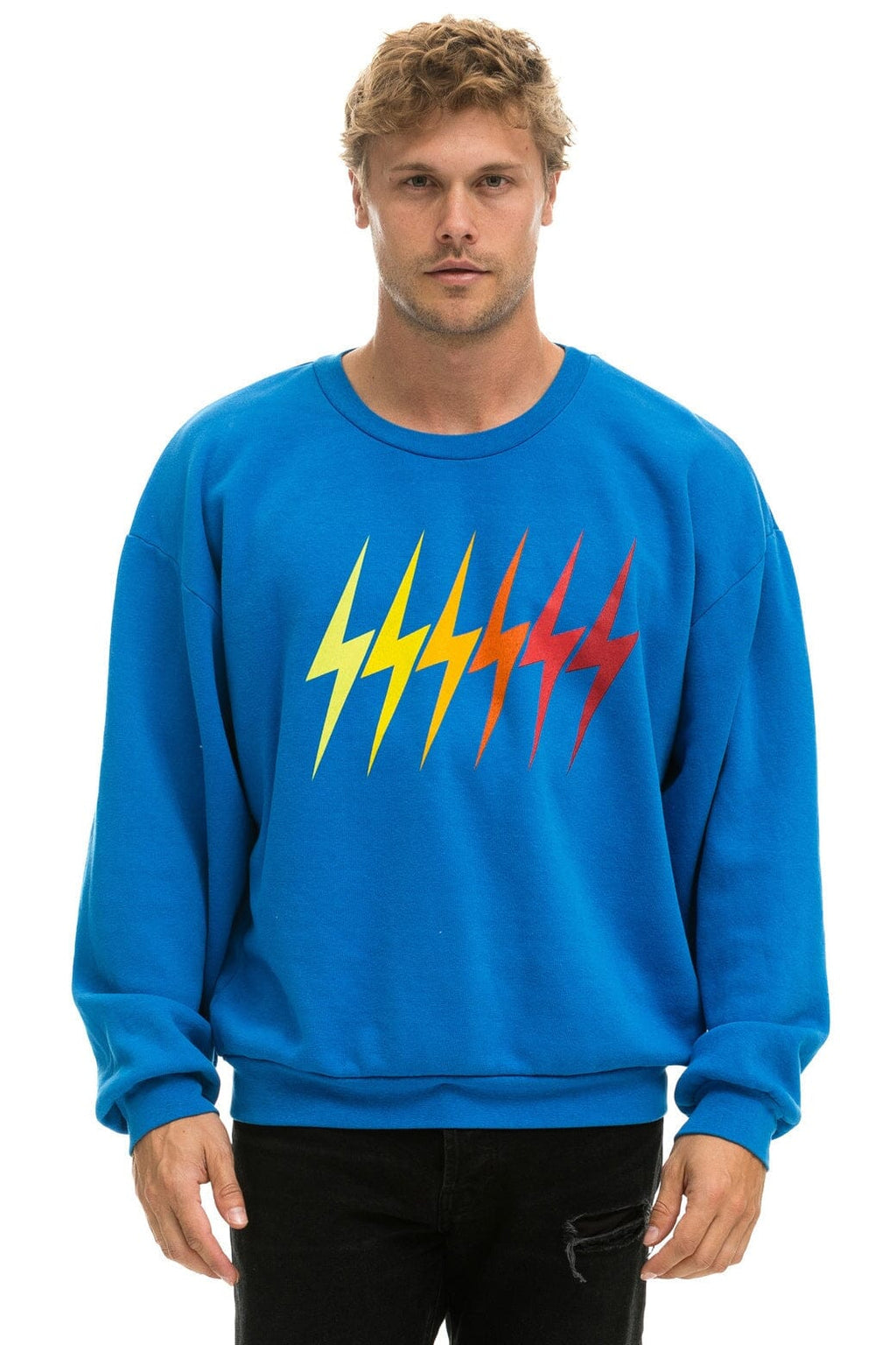 Retro BOLT GRADIENT RELAXED CREW SWEATSHIRT - OCEAN RAINBOW