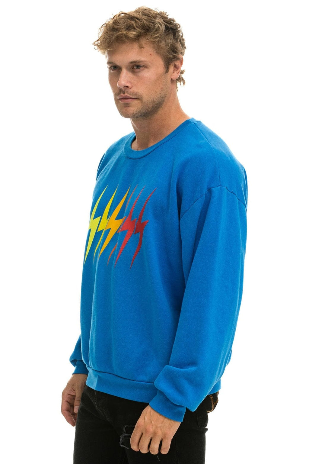 Retro BOLT GRADIENT RELAXED CREW SWEATSHIRT - OCEAN RAINBOW