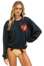Retro BOLT HEART RELAXED CREW SWEATSHIRT - CHARCOAL