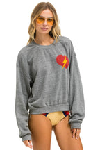 Retro BOLT HEART RELAXED CREW SWEATSHIRT - HEATHER GREY
