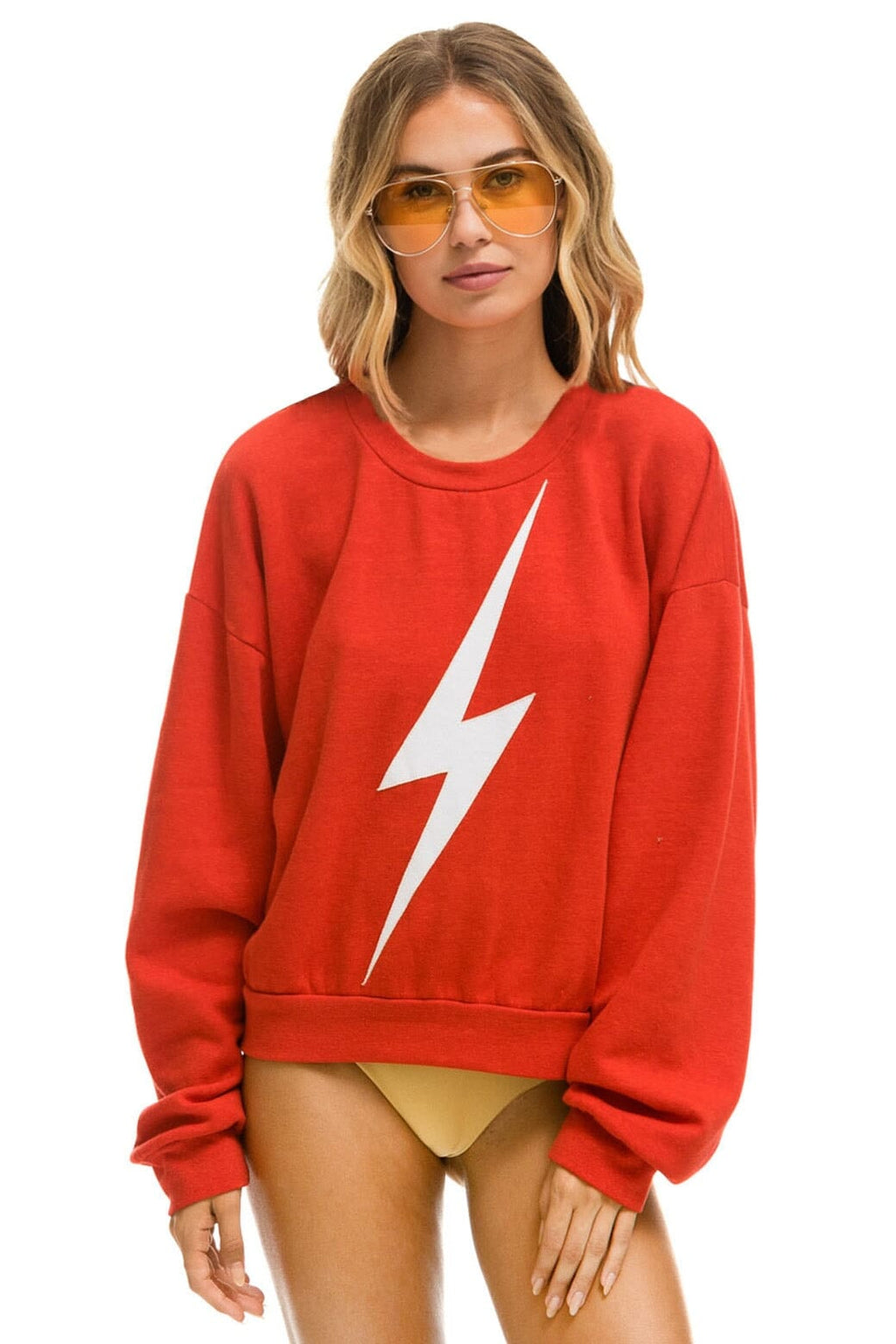 Retro BOLT RELAXED CREW SWEATSHIRT - RED WHITE