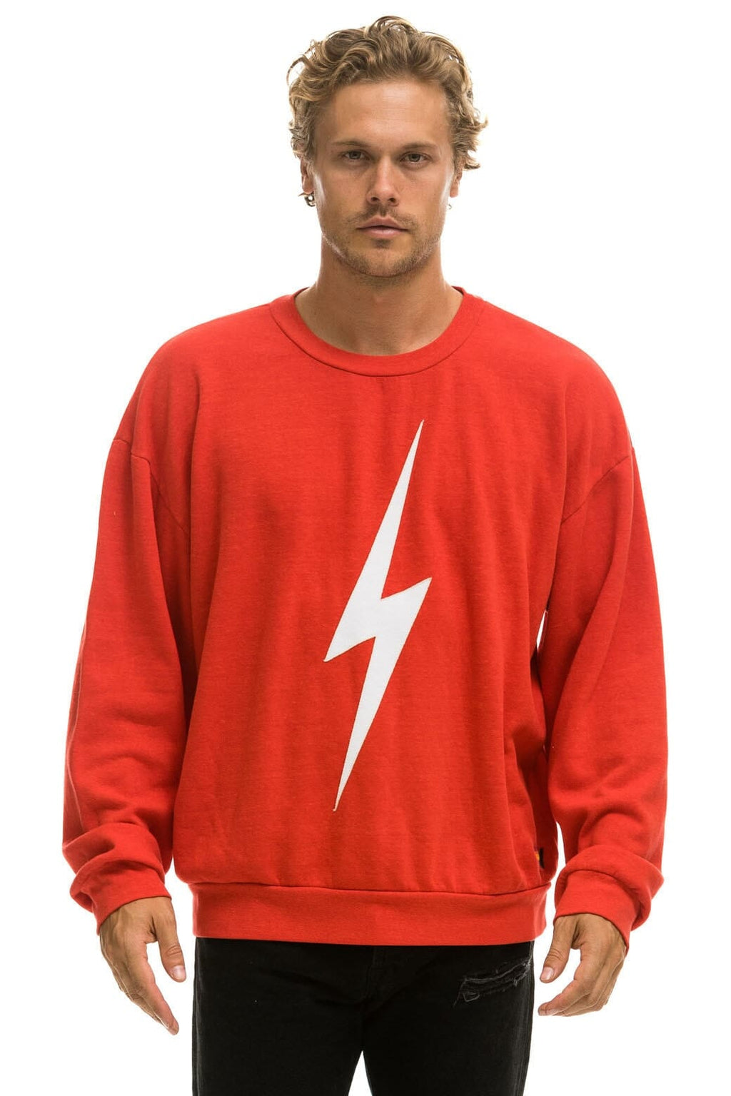 Retro BOLT RELAXED CREW SWEATSHIRT - RED WHITE