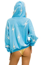 Retro BOLT STITCH REPEAT RELAXED PULLOVER HOODIE WITH POCKET ZIPPERS - SKY WHITE