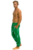 Retro BOLT STITCH REPEAT SWEATPANTS - KELLY GREEN BLUE