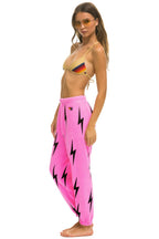 Retro BOLT STITCH REPEAT SWEATPANTS - NEON PINK BLACK