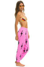 Retro BOLT STITCH REPEAT SWEATPANTS - NEON PINK BLACK