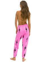 Retro BOLT STITCH REPEAT SWEATPANTS - NEON PINK BLACK