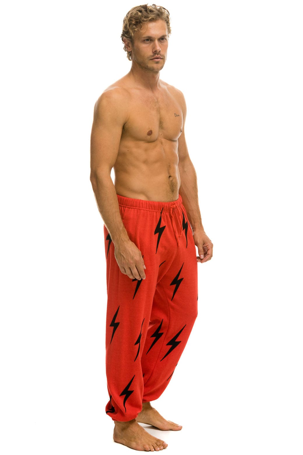 Retro BOLT STITCH REPEAT SWEATPANTS - RED BLACK