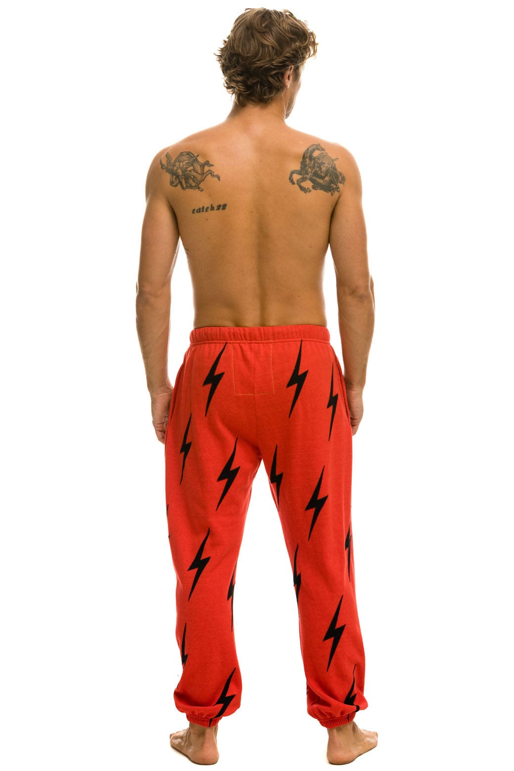 Retro BOLT STITCH REPEAT SWEATPANTS - RED BLACK