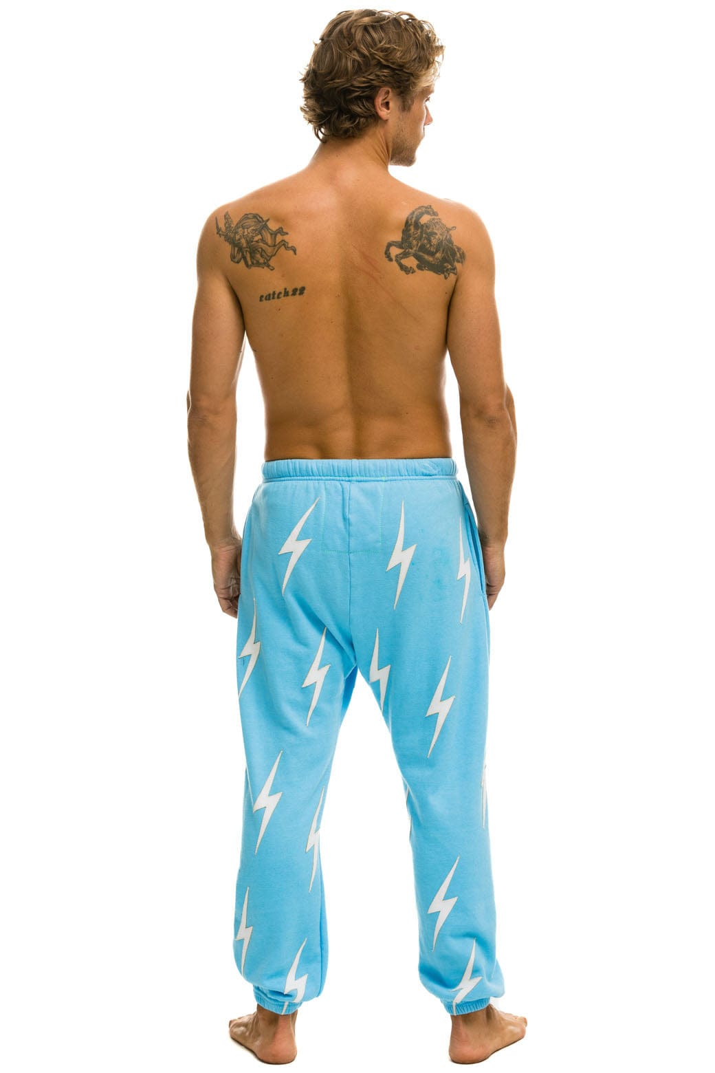 Retro BOLT STITCH REPEAT SWEATPANTS - SKY WHITE