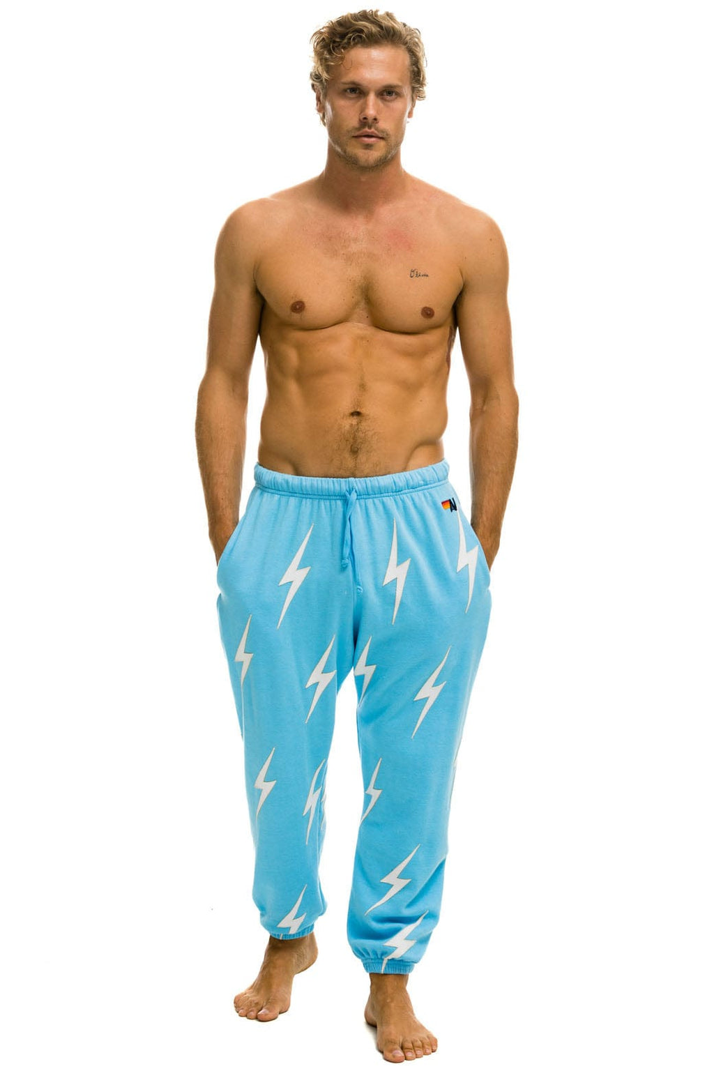 Retro BOLT STITCH REPEAT SWEATPANTS - SKY WHITE