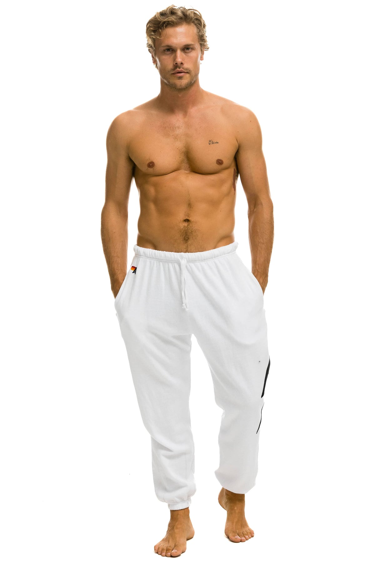 Retro BOLT STITCH SWEATPANTS - WHITE BLACK