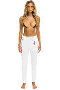 Retro BOLT STITCH JOGGER SWEATPANTS - WHITE NEON PINK