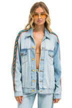 Retro BOLT STRIPE OVERSIZED CONCERT DENIM JACKET - SUPER LIGHT