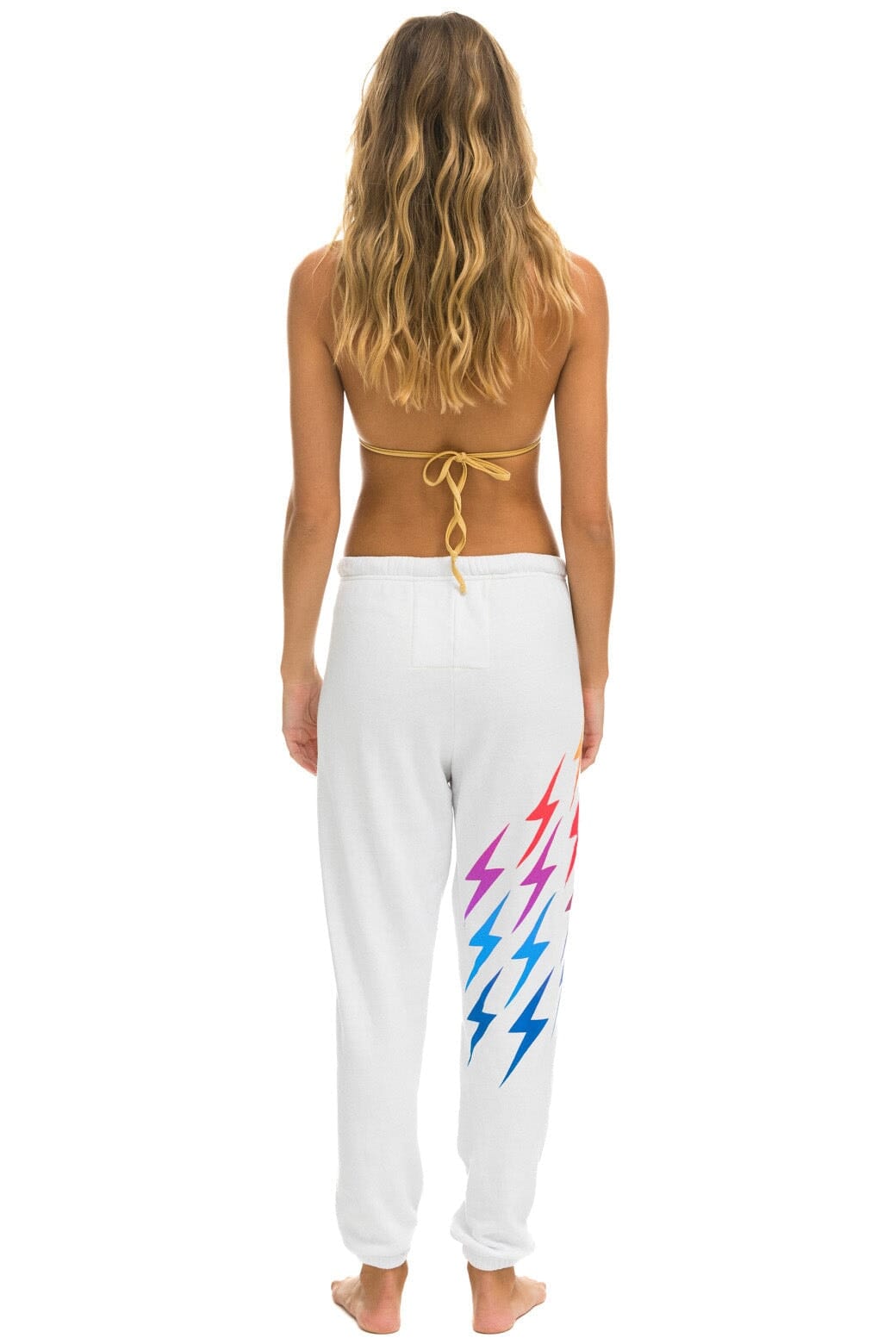 Retro BOLT GRADIENT SWEATPANTS - WHITE RAINBOW