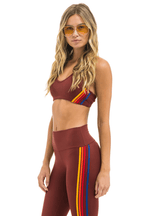 Retro WOMENS 5 STRIPE SPORTS BRA - BRICK