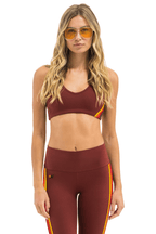 Retro WOMENS 5 STRIPE SPORTS BRA - BRICK