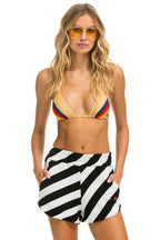 Retro CAUTION WOMENS LOUNGER SHORT - BLACK WHITE