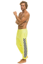 Retro CHECK LEG SWEATPANTS - NEON YELLOW