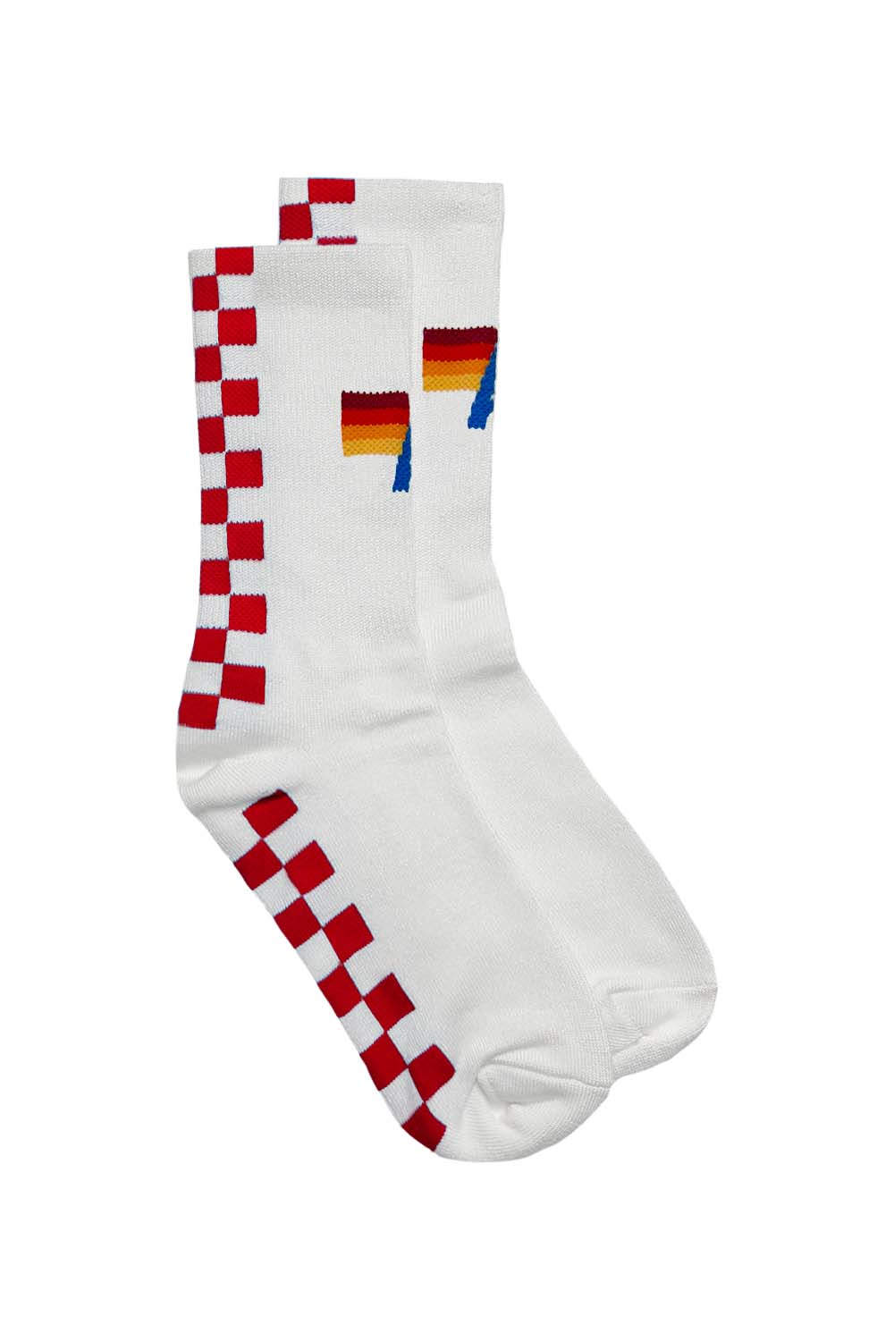 Retro CHECKERED SOCK - WHITE RED