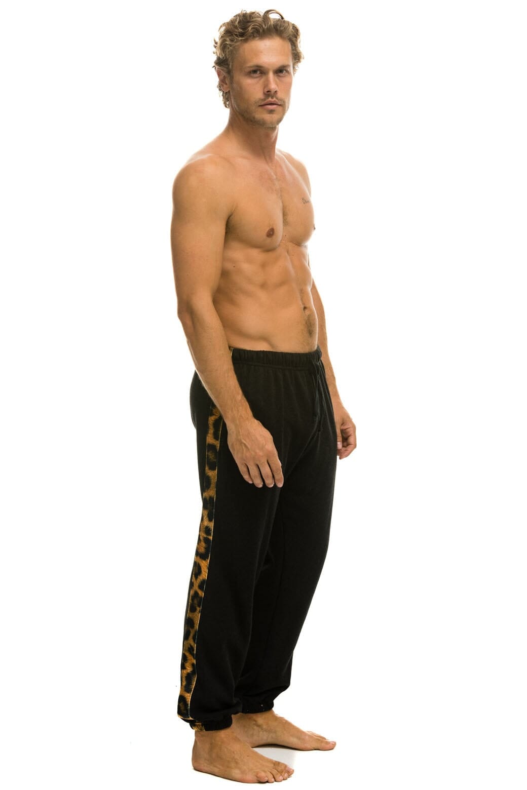 Retro CHEETAH STRIPE SWEATPANTS - BLACK CHEETAH
