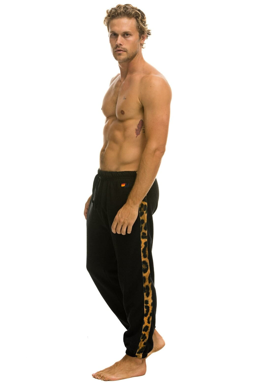 Retro CHEETAH STRIPE SWEATPANTS - BLACK CHEETAH