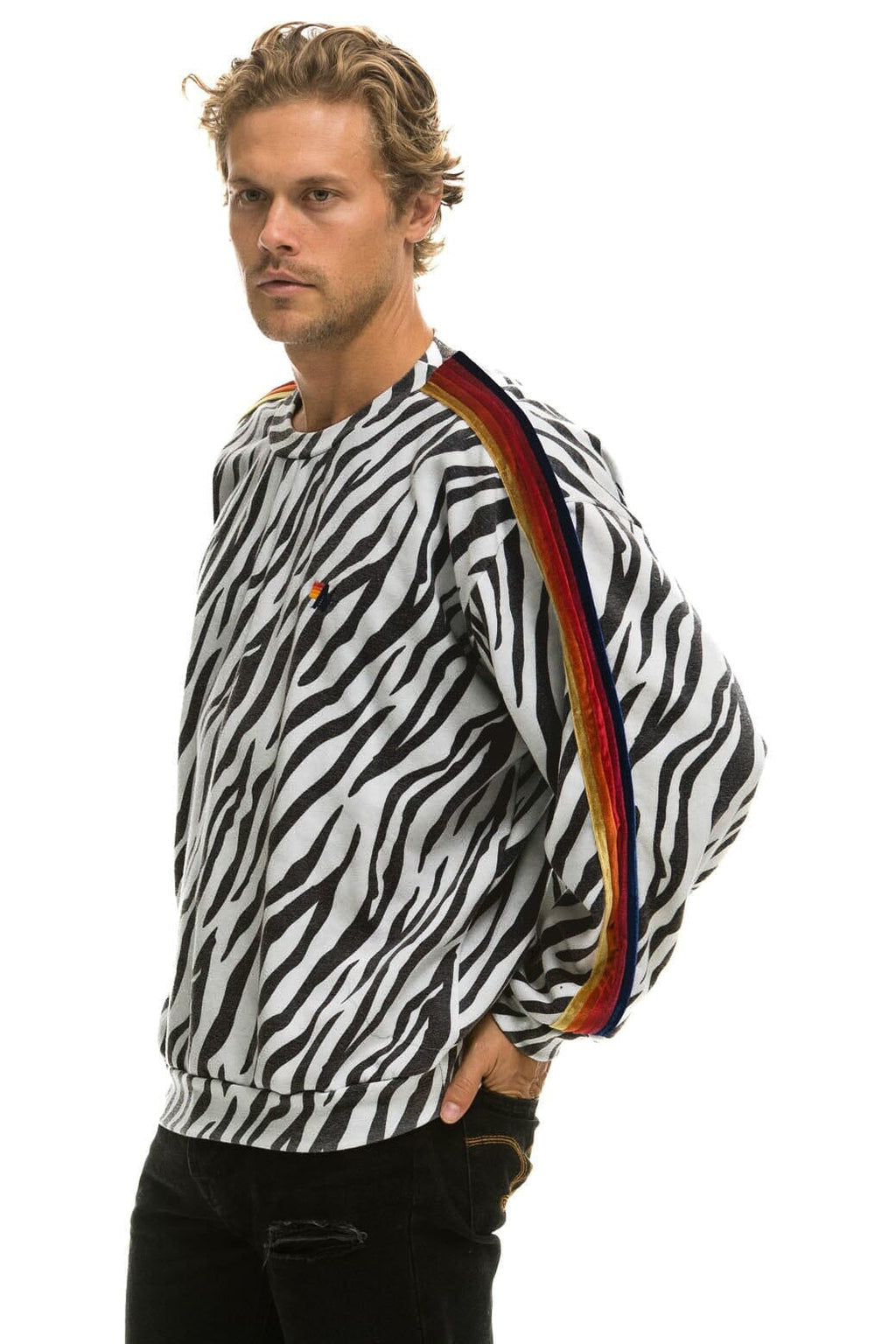Retro CLASSIC RELAXED FIT CREW SWEATSHIRT - ZEBRA