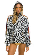 Retro CLASSIC RELAXED PULLOVER HOODIE WITH ZIPPER POCKETS - ZEBRA