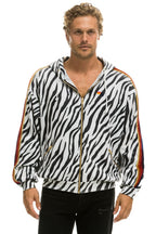 Retro CLASSIC RELAXED ZIP HOODIE WITH POCKETS - ZEBRA