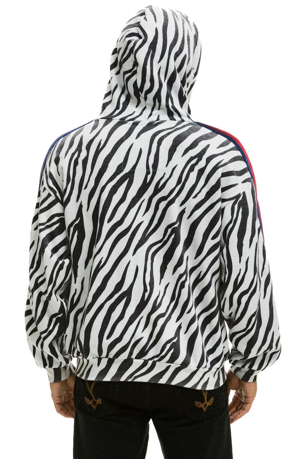 Retro CLASSIC RELAXED ZIP HOODIE WITH POCKETS - ZEBRA