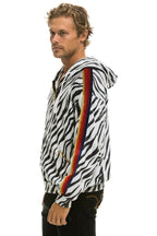Retro CLASSIC RELAXED ZIP HOODIE WITH POCKETS - ZEBRA