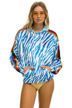 Retro CLASSIC VELVET RELAXED PULLOVER HOODIE - BLUE TIGER