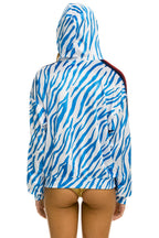 Retro CLASSIC VELVET RELAXED PULLOVER HOODIE - BLUE TIGER