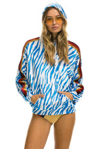 Retro CLASSIC VELVET RELAXED PULLOVER HOODIE - BLUE TIGER