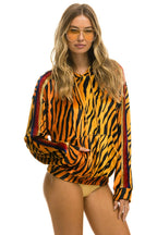 Retro CLASSIC VELVET RELAXED PULLOVER HOODIE - TIGER