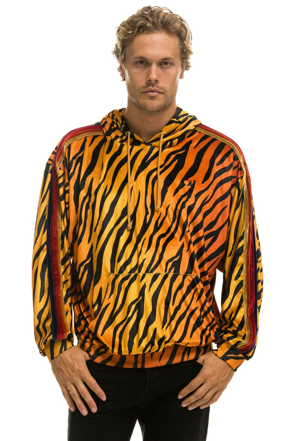 Retro CLASSIC VELVET RELAXED PULLOVER HOODIE - TIGER