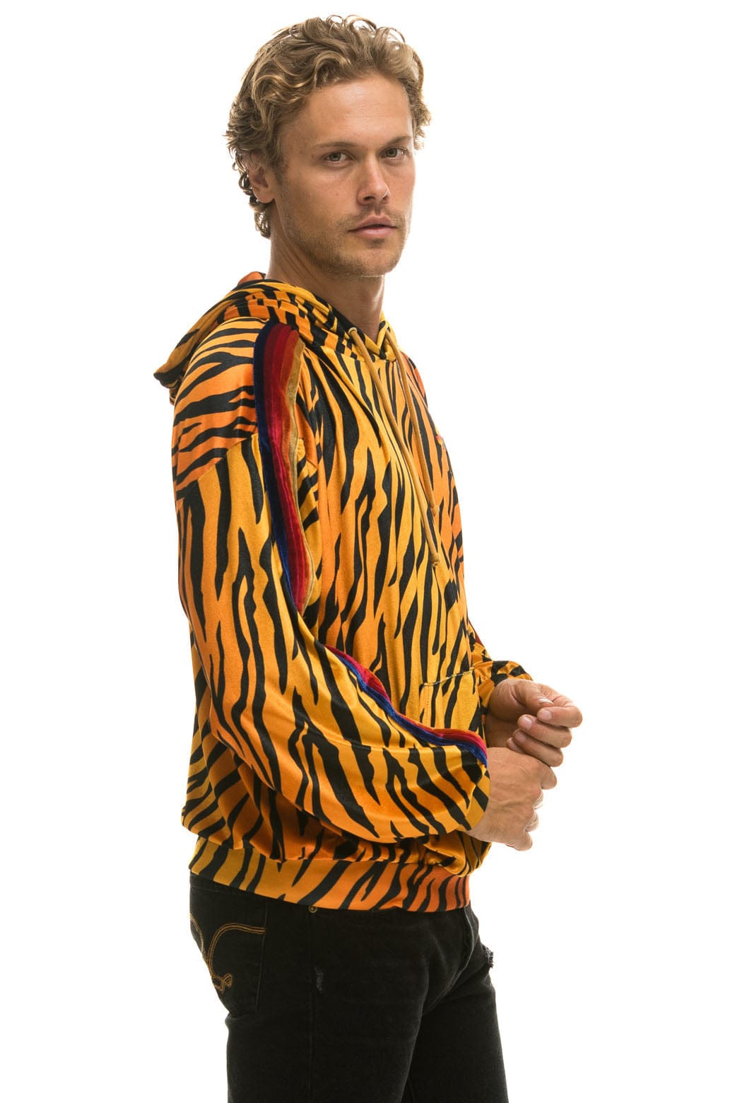 Retro CLASSIC VELVET RELAXED PULLOVER HOODIE - TIGER